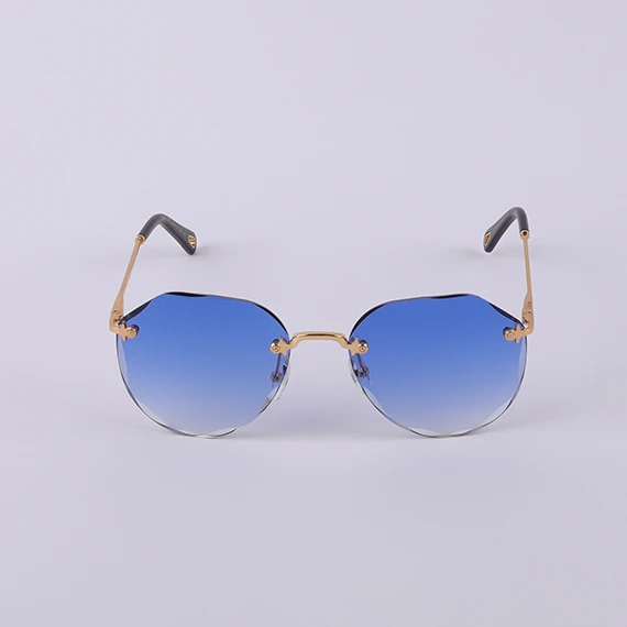 نظارة شمسية  بدون اطار للنساء من Chloé - بحواف منقوشة  - بعدسات متدرجه - أزرق